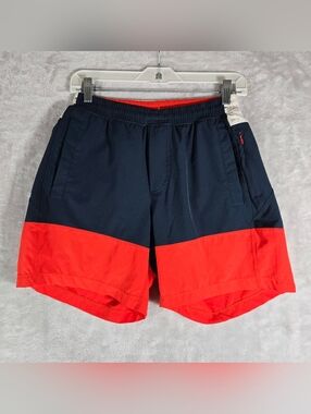 Birddogs Gym Lined Shorts Mens Size S Small Color Block Red & Navy Stretch 6.5”